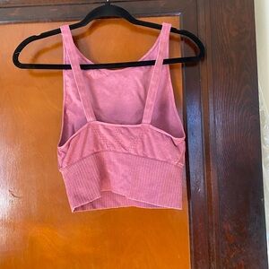 Pink Ribbed Crop Top